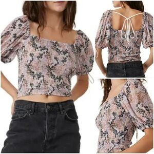 Free People Back on Top Crop Knit Top in Soft Combo Large